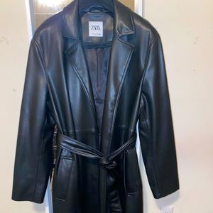 Zara Long Leather Coat